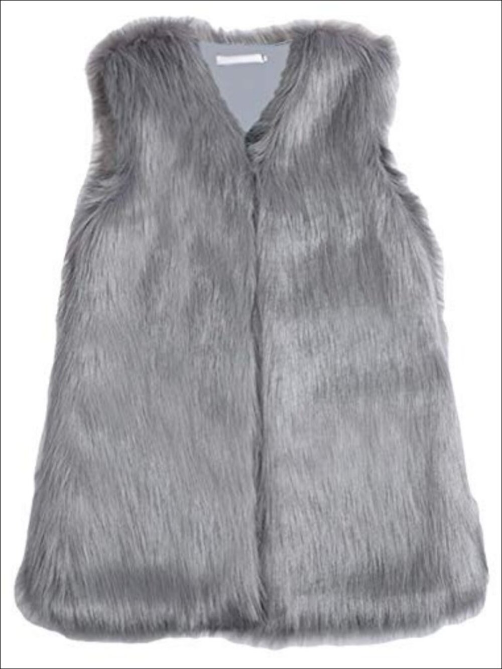 Faux Fur Vest Coat Sleeveless Hook Closure V-Neck Side Pockets